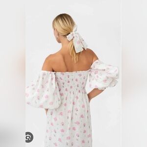 Sleeper Atlanta Floral Off-Shoulder Linen Dress And Hair Tie Small
